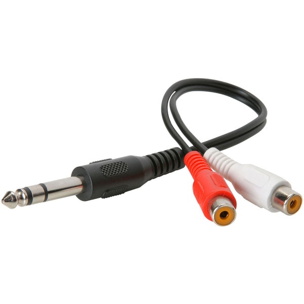Main product image for 1/4" Stereo Plug To 2 RCA Female Adapter Cable 6" 240-160